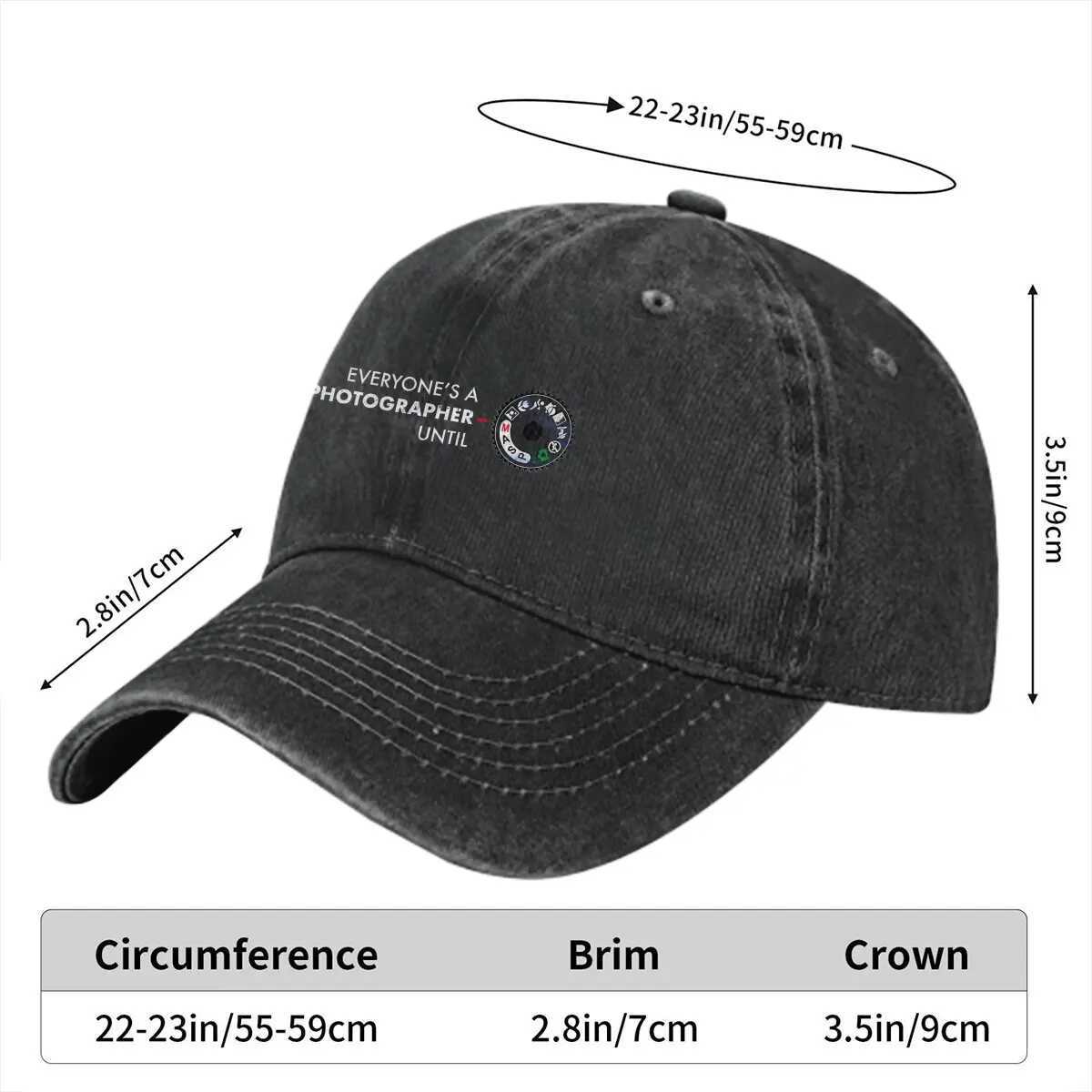 Manual mode DSLR lens analog film baseball cap Peaked cap photographer camera patent denim cap mens truck dad cap W241225