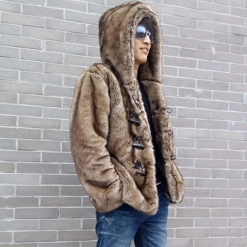 Autumn and winter mens fur coat mink with a short hat jacket European American warm code 241225