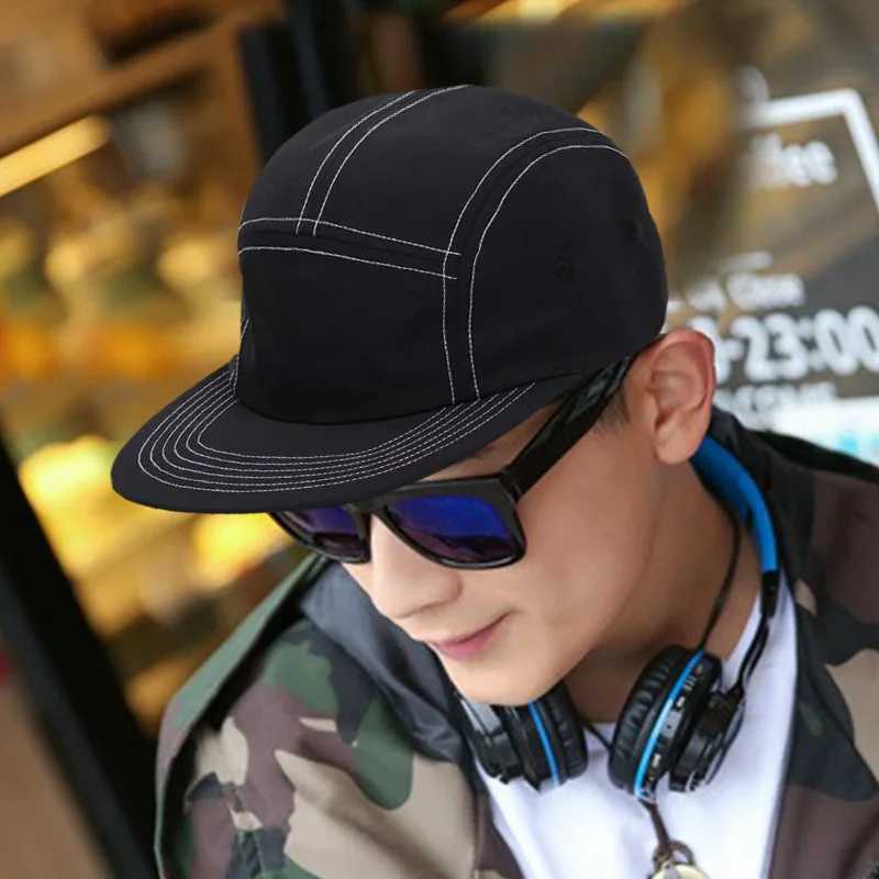 5-panel snap cap mens flat top skateboard cap womens large-sized baseball cap 55-60cm 60-62cm W241225