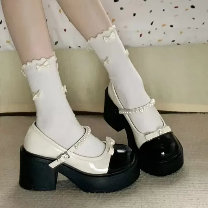 Shoes Female Mary Janes Womens High Heels Fashion Buckle Strap Office and Career Round Toe Platform Heelszapatos 241225