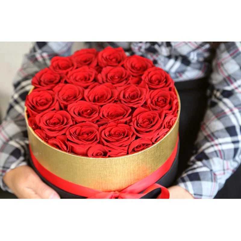 Romantic level Eternal rose box gift wifes real rose preserved flower gift set home decoration Valentines Day wedding durable X241225