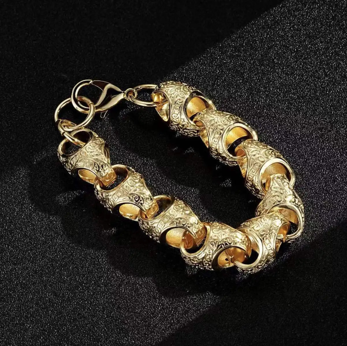 Bubble Letter Acorn Bracelet for Men Adjustable Wrist Bangles Lobster Clasp Real Copper Gold Color Hip Hop Jewelry 241225