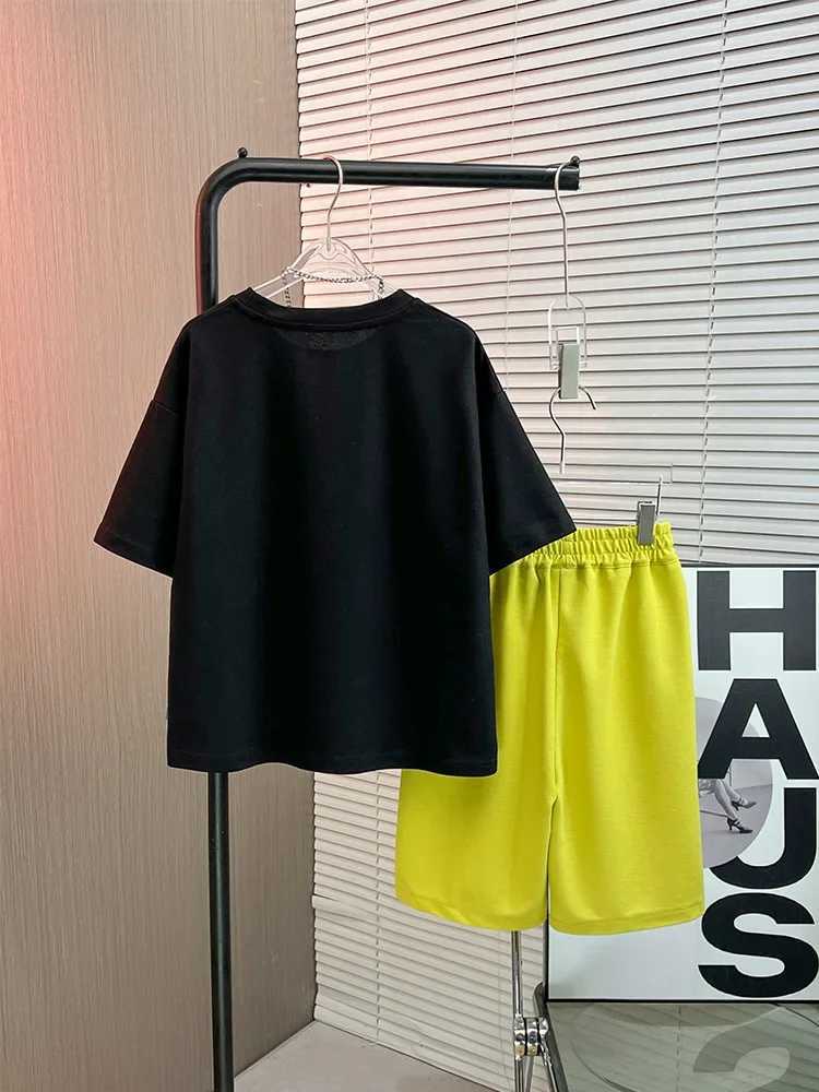 Clothing Sets Summer Kid Boy Clothes Set Casual Letter Printed T-shirts and Shorts Suit Children Girls Short Sleeeve Top Botton 2pc TracksuitsY241225H