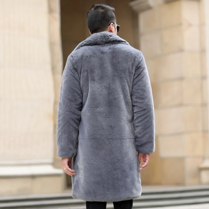 winter thermal fashion fur coat mens long mink large size jacket 241225