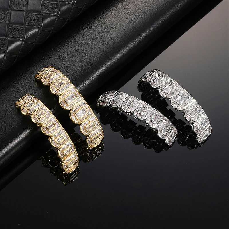 D Z Hip Pop Luxury Full d Out Square Cubic Zirconia Stones Grills Teeth For Men Women Rper Fashion Grillz JewelryXJ241225