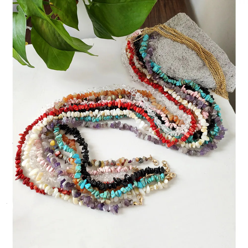 Boho Fashion Natural Turquoise Crystal Stone Waist Chain Belly Chain Body Jewelry Personality Handmade Beaded Chain 241225