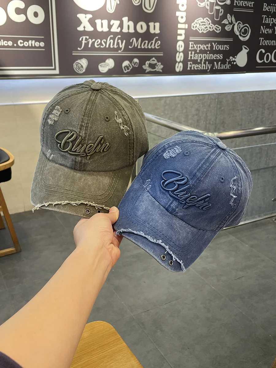 Spring new retro Tattered jeans baseball cap suitable for hip-hop street couples with toe caps W241225