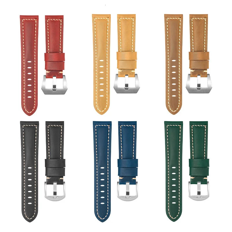 Waterproof Genuine leather Watch Band for Men Women 20mm 22mm 24mm 26mm Crazy-Horse lwather Watch Strap Replacement Belt 241225