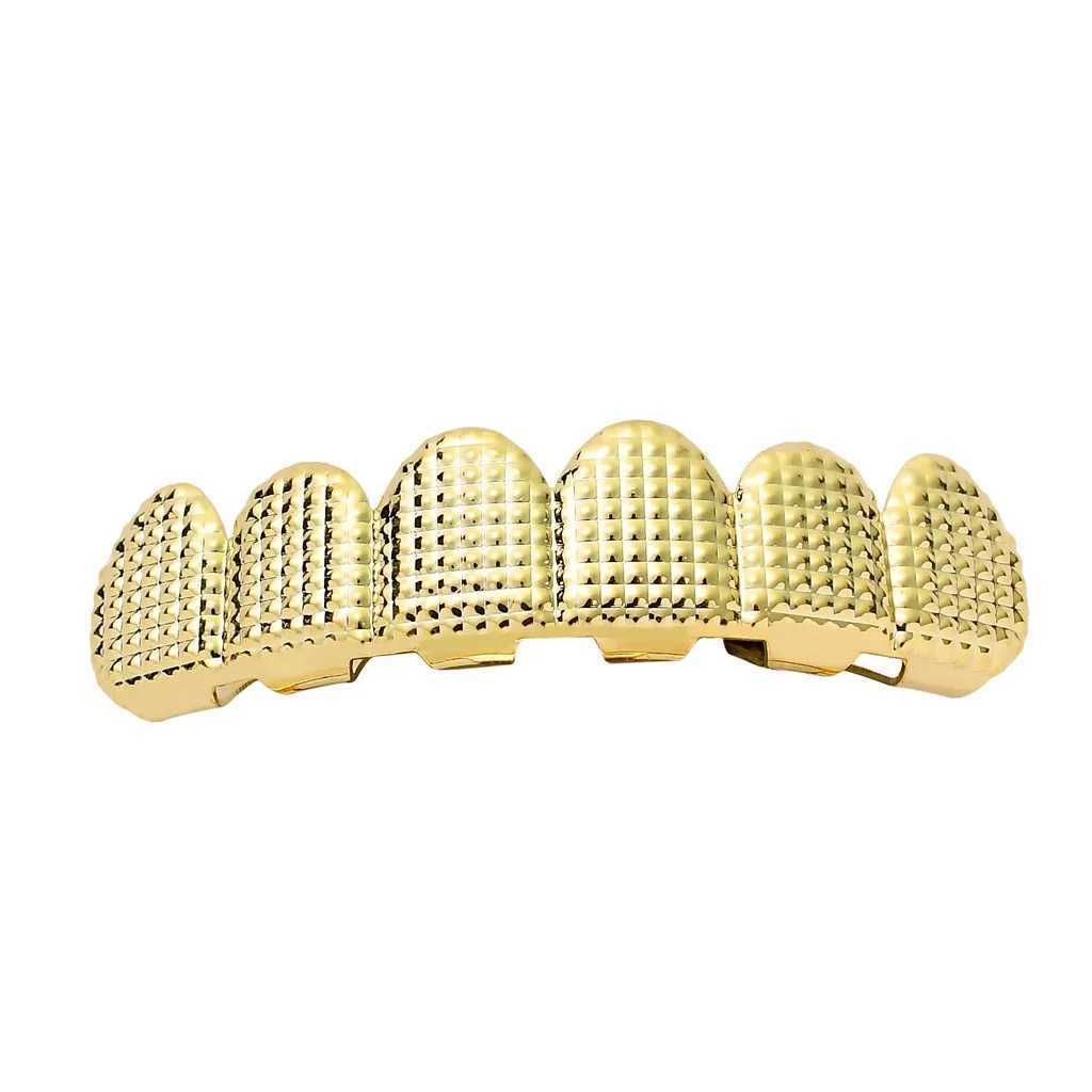 Hip Hop Gold Plated Teeth Grillz Set Top Bottom Tooth Grills Dental Mouth Punk Teeth Cs Cosplay Party Rper JewelryXJ241225