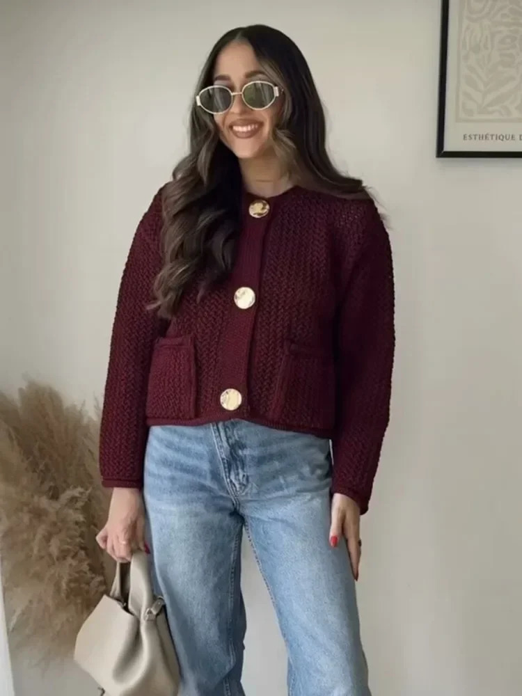 Ladies Autumn Winter Knitted Cardigans Sweaters Loose Casual Button Long Sleeve Sweater Women Coat Tops Female 241225