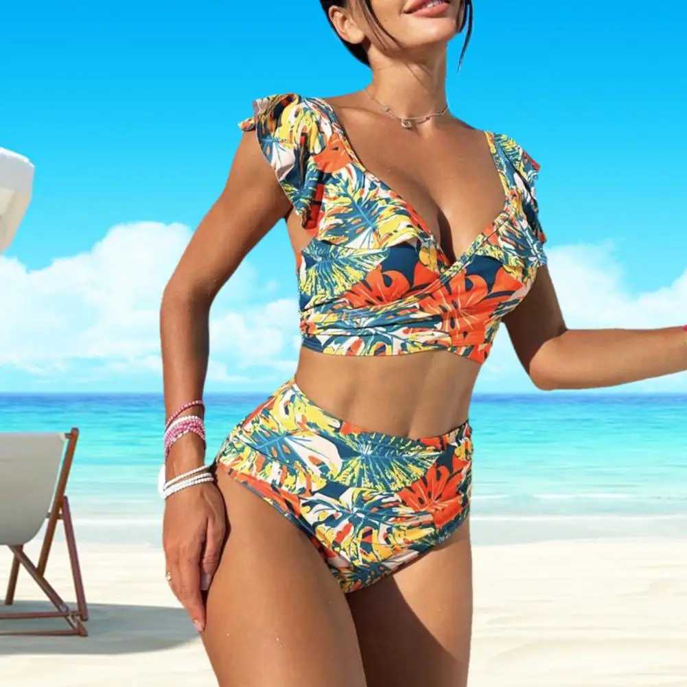 2024 New Womens Printed Summer Push up Swimsuit High Waist Bikini SwimsuitW241225