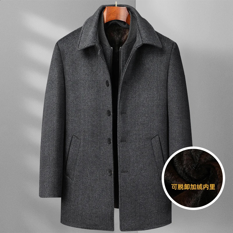 arrival winter jacket men fashion Woolen Coat Mens Casual Wool thicken warm trench coat Men Dress Jacket Size M-4XL 241223bj