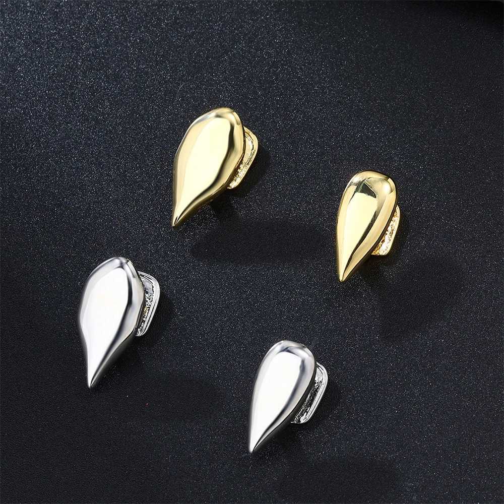 1Pcs Hip Hop Single Grillz Teeth For Men Women Gold Silver Color Copper Halloween Vampire Cosplay Grills Teeth Jewelry Gift XJ241225