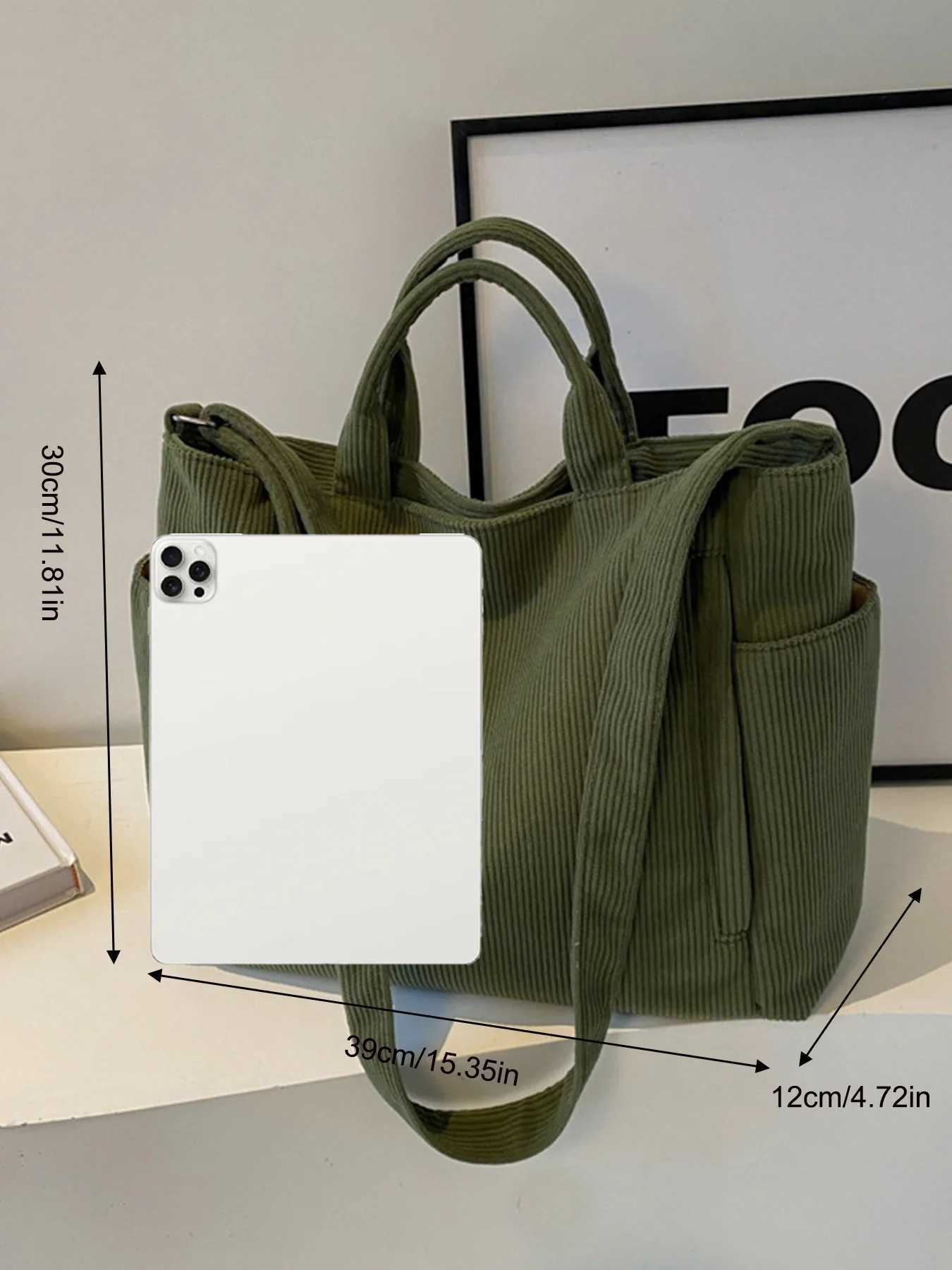 Fi Versatile Shoulder Bag College Wind Commuting Corduroy Square BagUnisex Large Capacity Leisure Portable Crossbody Bag-DHXJ241225