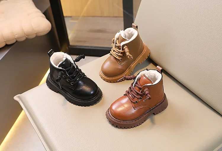 Athletic Outdoor Children Winter Martine Boots New Fashion Boys Girls Classic Soft Sole Cotton Boots Kids Lace Up Zipper Slip on Anti Slip Shoes H2412