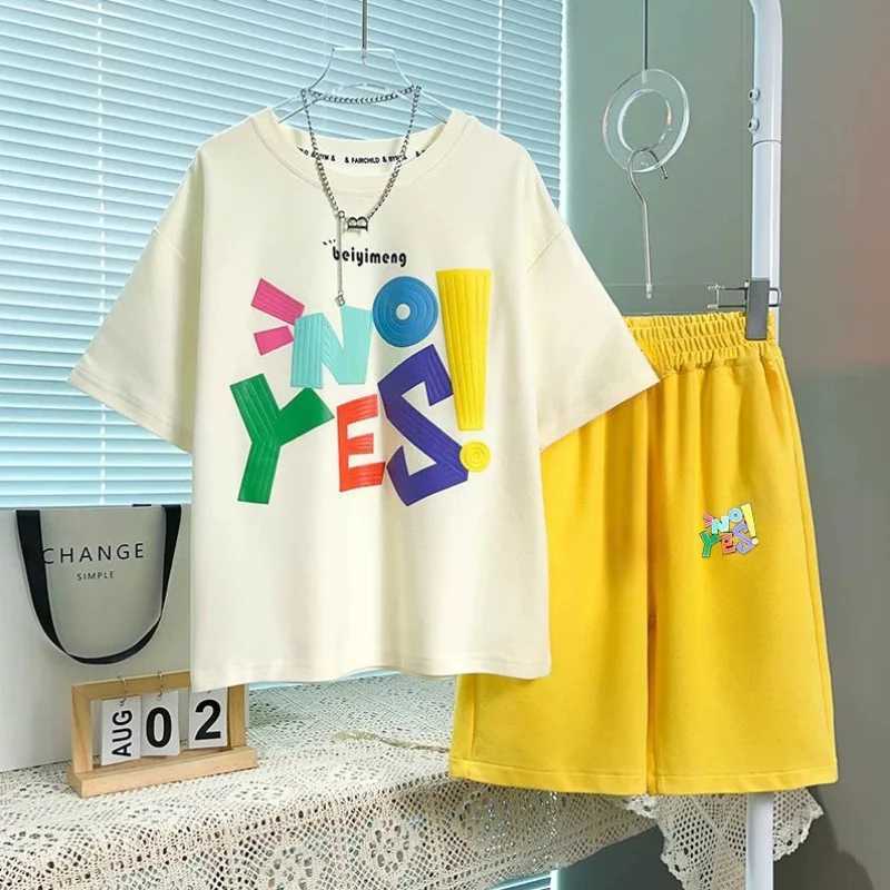 Clothing Sets Summer Kid Boy Clothes Set Casual Letter Printed T-shirts and Shorts Suit Children Girls Short Sleeeve Top Botton TracksuitsY241225FYJA