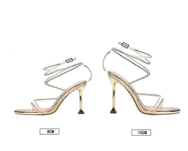New Ddmywed Summer Square Head Rhinestone Sandals Slim Heel Open Toe High Heels Crystal Sexy One Line Roman Shoes Female Chinese Brand F Ddmysaturn