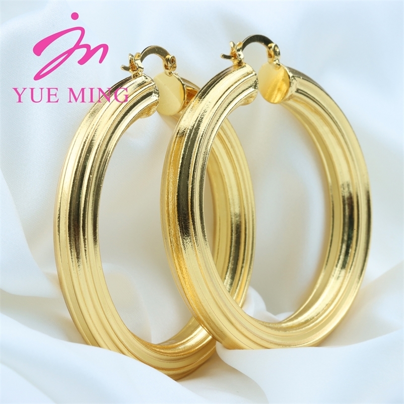 Big Hoop Earrings 60MM Gold Plated Clip Copper Round Circle Earrings for Womens Fashion Statement Golden Punk Charm Earring 241224