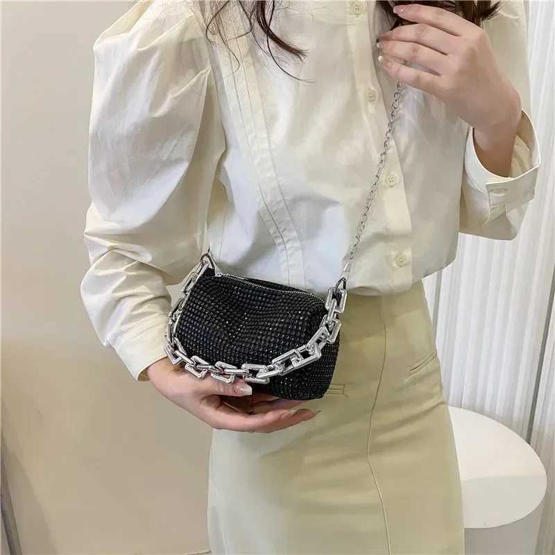 Bling Diamd Design Small Crossbody Messenger Bags for Women 2024 Summer Trend Luxury Fi Travel Shoulder Handbags PursesXJ241225