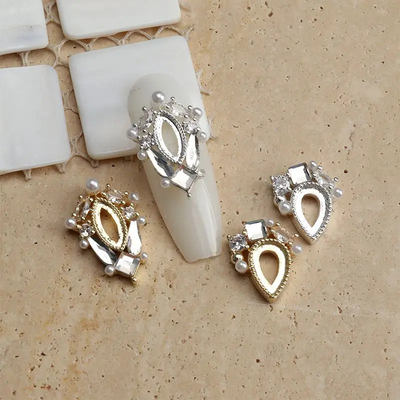 10pcs Hollow Love Drop Horses Eye Frame Border Zircon Crystals Jewelry Nail Art Decorations Nails Accessories Charms Supplies 241225