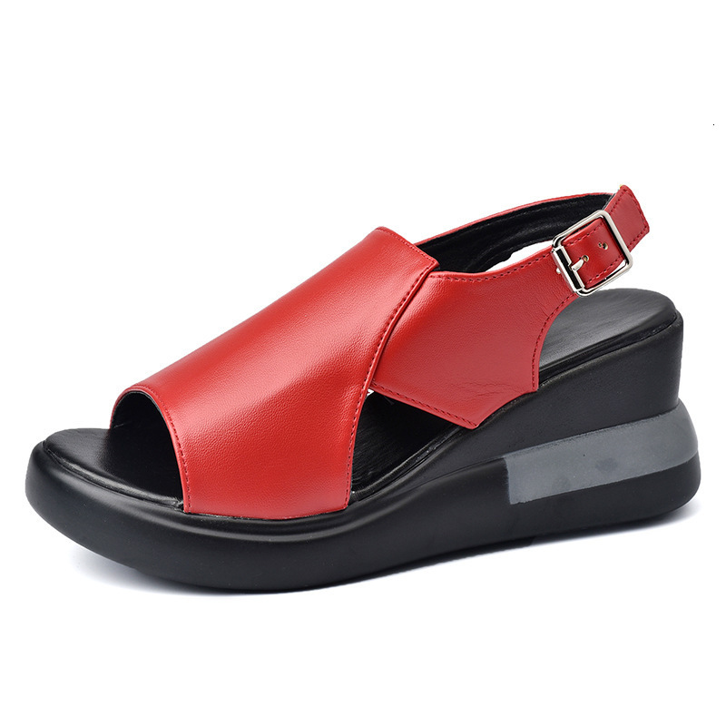 Ddmywed Polyurethane Slope Sandals For Women 2024 New Summer High Heel Fish Mouth Large Thick Sole Women's Shoes Chinese Brand Shoes F1225-30.5 d