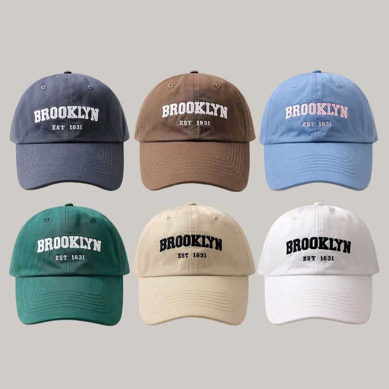 Solid color retro womens baseball cap cotton letter embroidered sun hat adjustable casual mens sports leather hat W241225