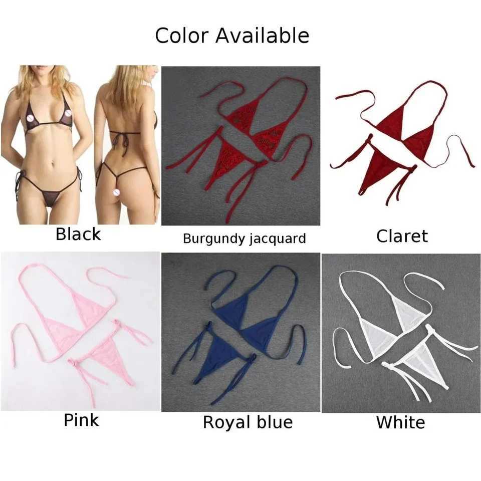 Womens sexy lingerie bikini swimsuit two-piece bra with tie edge thong beachwearW241225