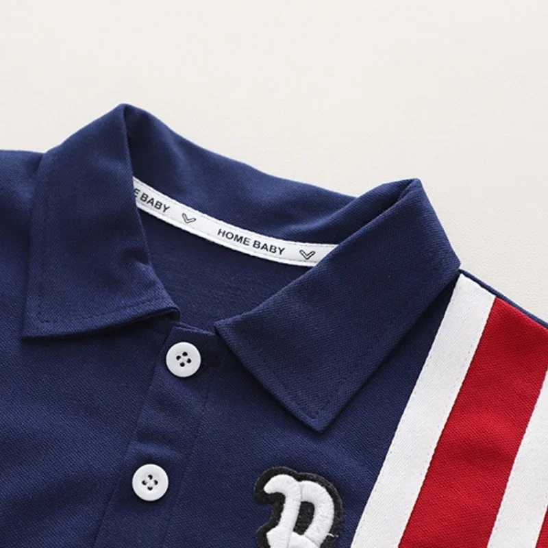 Clothing Sets Summer Children Boy Clothes Set Lapel Striped T-shirts and Shorts 2pcs Suit Kid Letter Top Bottom Outfits Fashion TracksuitsY241225M8OA