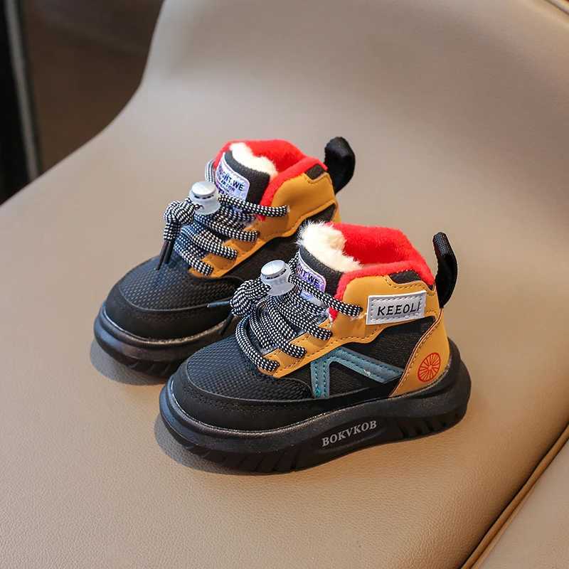 Athletic Outdoor 1-8 Years Old Childrens Snow Boots Khaki Padded Thickened Boys Girls Cotton Shoes Hundred Anti-skid Kids Boots Toddler Shoes H241223