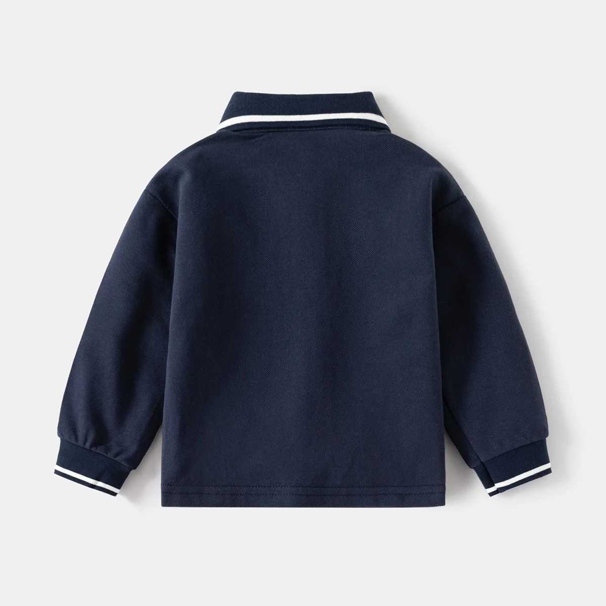 Spring Autumn Boys Long Sleeve Casual Cotton Embroidered T-shirt Kids Slish Outdoor Striped Polo Shirt Top Ages 3-8XJ241225