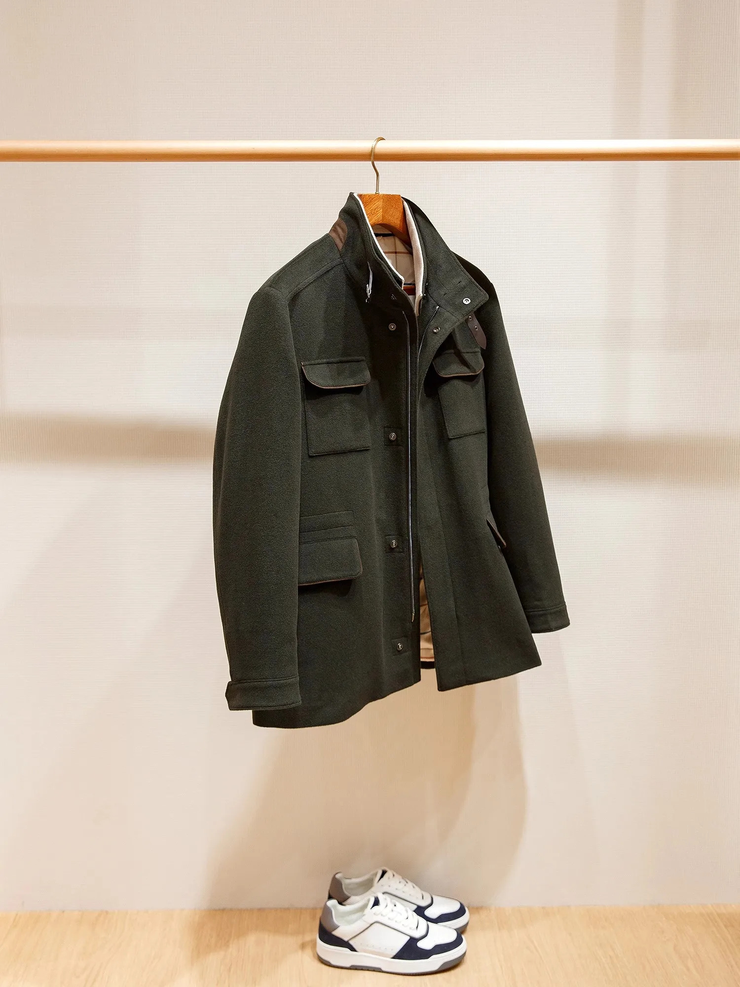 Wool Cashmere Blend Winter Mens Medium Long Cottonpadded Coat High Quality Tweed Jacket Casual 241225