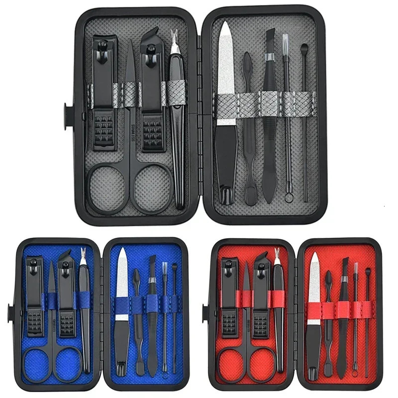 9Pcs Nail Clippers Set with Leather Bag Professional Trimmer Pedicure Care Tools Manicure Set Nail Art Grooming Tools 241225