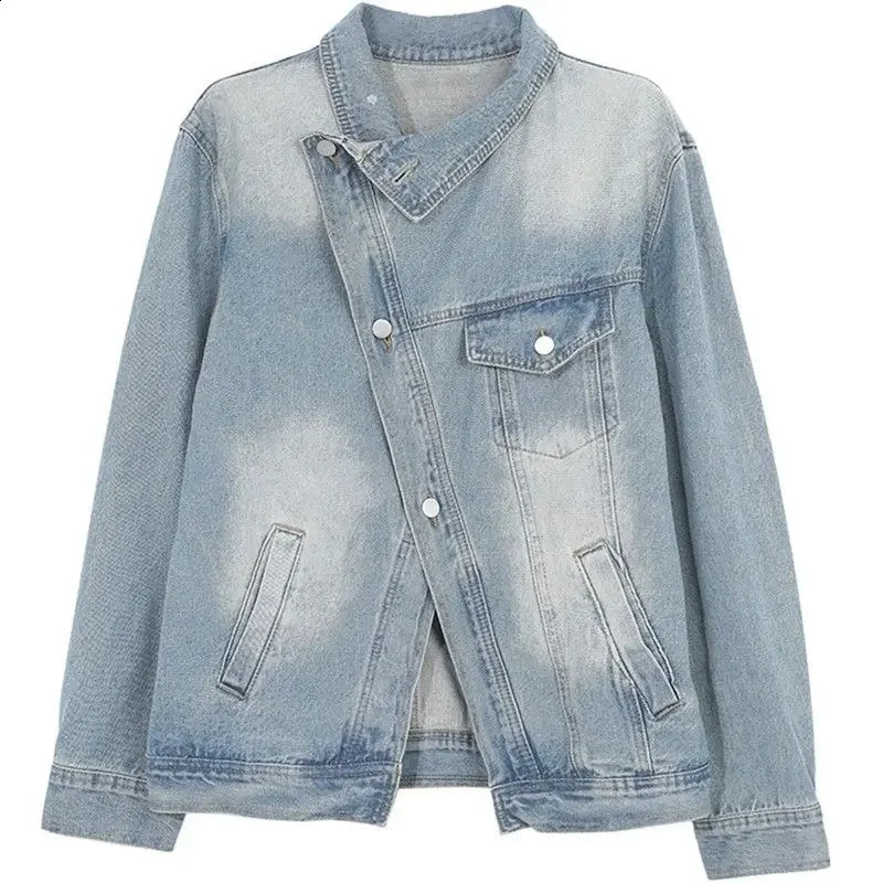 Cowboy jacket couples clothing jacket autumn and spring fashion item all turtle collar jacket unisex European and American style 241219