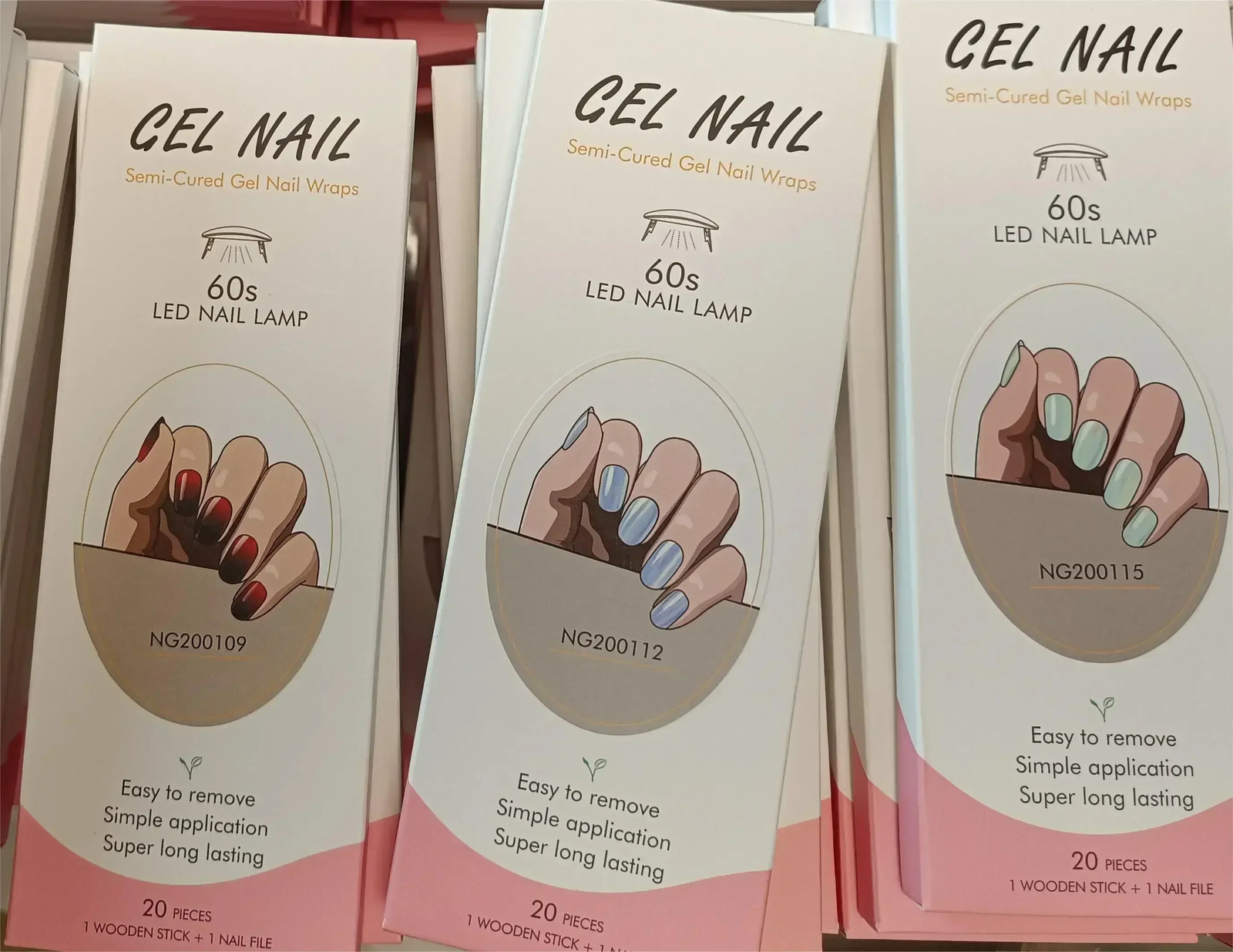 20Tips Jelly Pink Fluorescent UV Semi-Cured Gel Nail Patch Pearl Gradient Nude Adhesive Slider Long Lasting Nail Art Stickers 241225