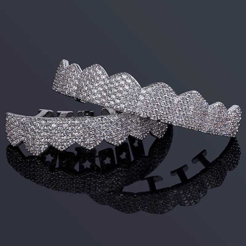 AZ d Out Grillz Teeth Gold Silver Color Bling Grills Tooth Jewelry For Men Women Hip Hop Top Bottom Cs Goth JewelryXJ241225