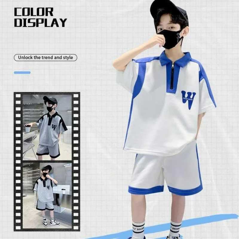 Clothing Sets Summer Teenage Boy Clothes Set Children Girls Letter Tshirt and Shorts 2pcs Suit Kid Short Sleeve Top Bottom Outfits TracksuitY2412256AD