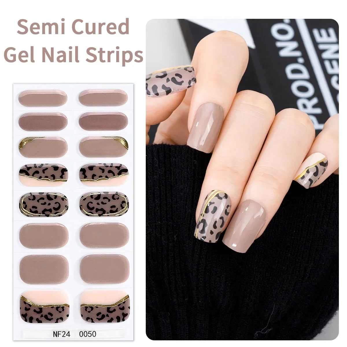 16Tips French Semi Cured Gel Nail Polish Strips UV Lamp Requirel Wraps Fingertip Artist Self-Ashesive Girl Beauty Nails Sticker 241225