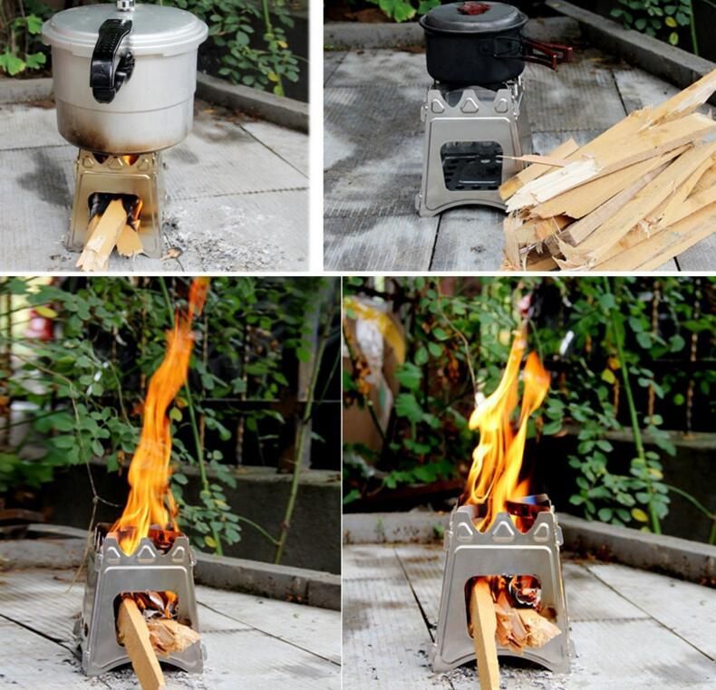 Lightweight Camping Wood Stove Portable Folding Stainless Steel Wood Burning Backpacking Stove for Outdoor