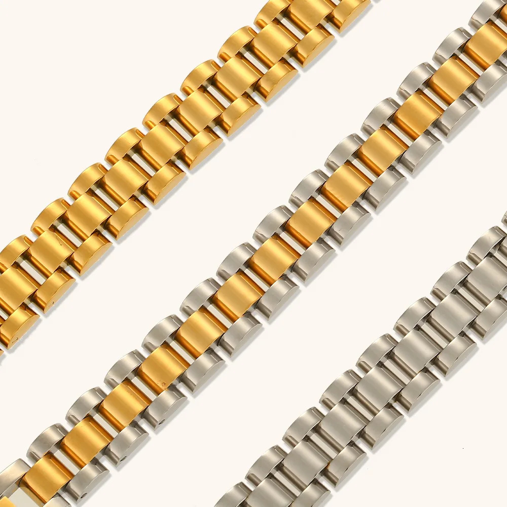 Miniamlist Hip Hop Style Men Bracelet Gold Color Jewelry Streetwear Stainless Steel 316L Watch Band Bracelets For Women 241225