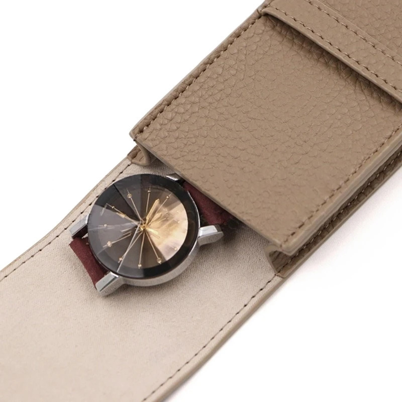 PU Leather Watch Pouch for Travel Soft Lined Single Watch Storage Case Wristwatch Organizer for Daily Use and Trips 241225