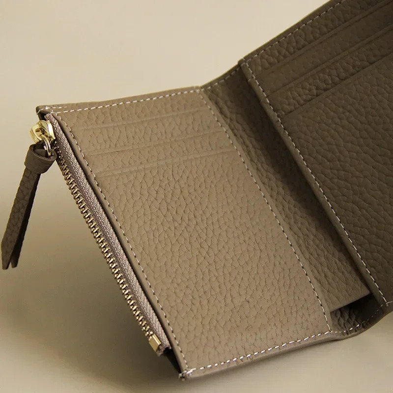 PU Leather Small For Women Wallet Envelope Card Holder Multipurpose Zip Coin Cowhide Short Purse