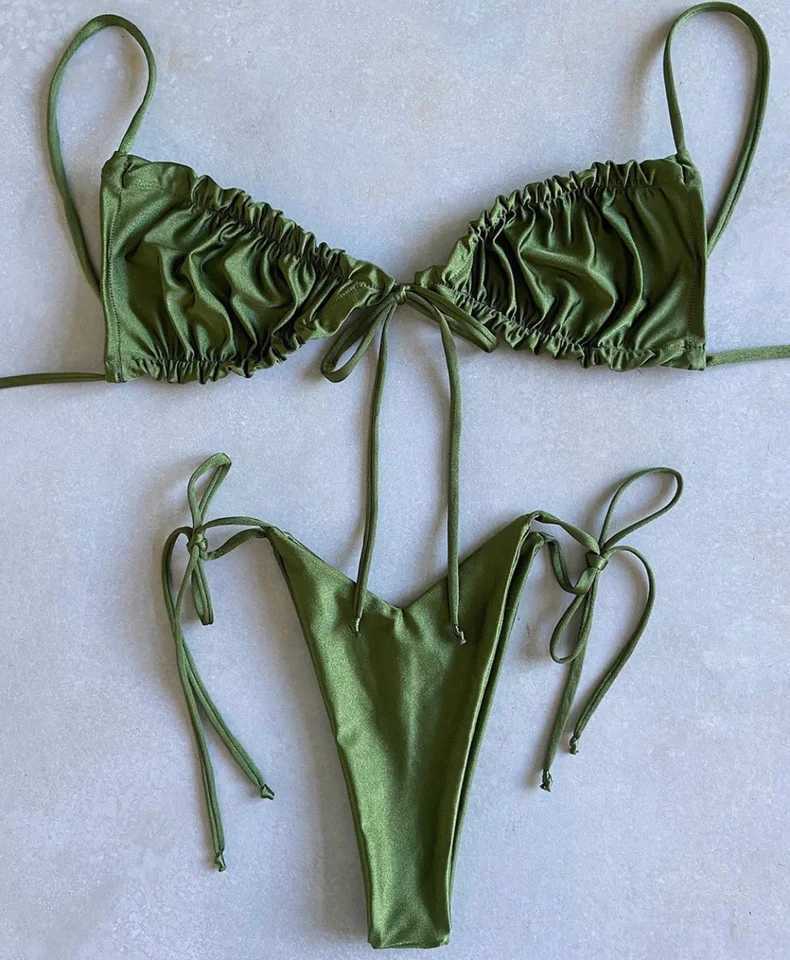 2020 Womens Swimsuit Ring Bikini Double sided Solid Color Swimsuit Sexy Bikini Pool Party Basic NewW241225