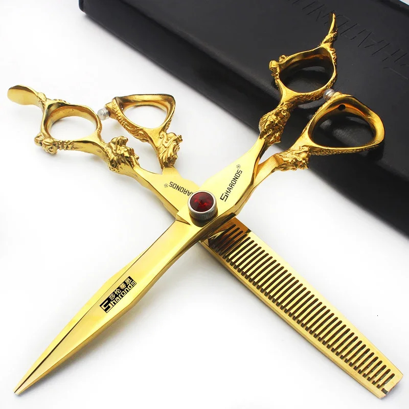 German 440 Professional Hairdressing Scissors for Hairdressing Professionals 7-inch Flat Cutting Teeth Cutting Set. 241225