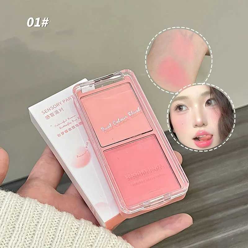 Nude Peach B Palette Face Makeup Two-color Natural Cheek Brighten Color Rendering Delicate Non-flying Powder Matte RougeXJ241225