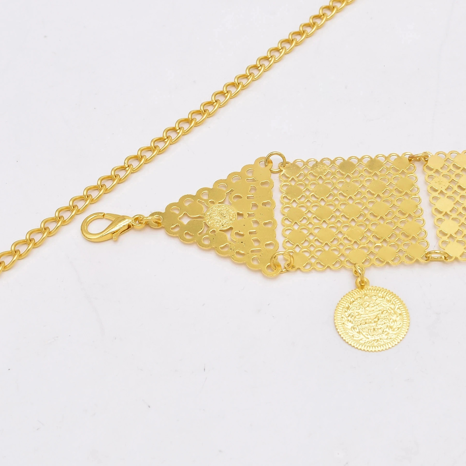 Bohemian Golden Metal Red Crystal Flower Waist Belly Chain For Women Dance Belt Hollow Coins Pendant Body Jewelry Accessory 241225