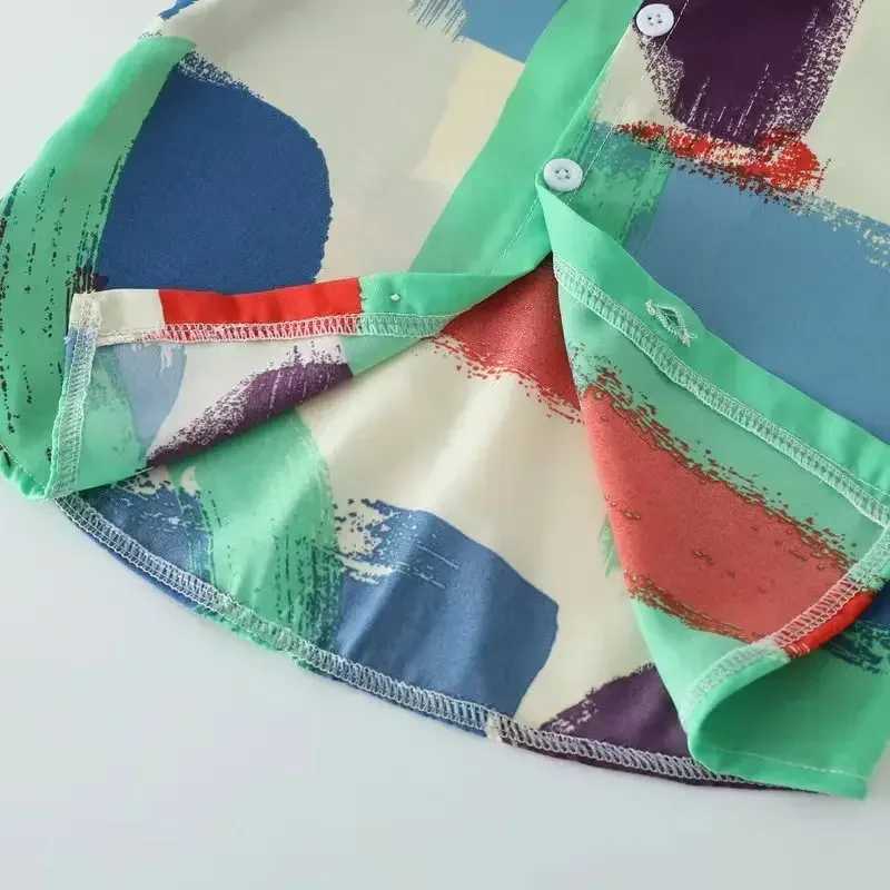 Clothing Sets Summer Kid Clothes Boys Girls Print Lapel Shirt Shorts Suit Watercolor Tie Dyeing Beach Wear Fashion Top and Bottom 2pcs SetY2412250BX4