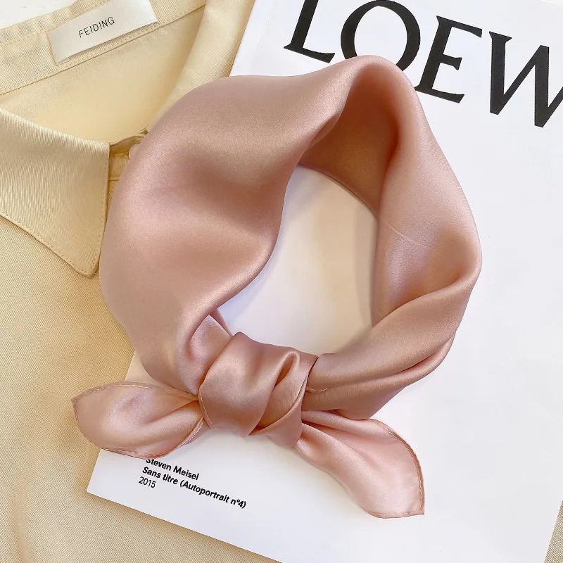 Solid Color faux Nature Silk Square Scarfs for Women Neck Ties Foulard Neckerchief Hairband Hands Bag Ribbons Headband Gift 241225