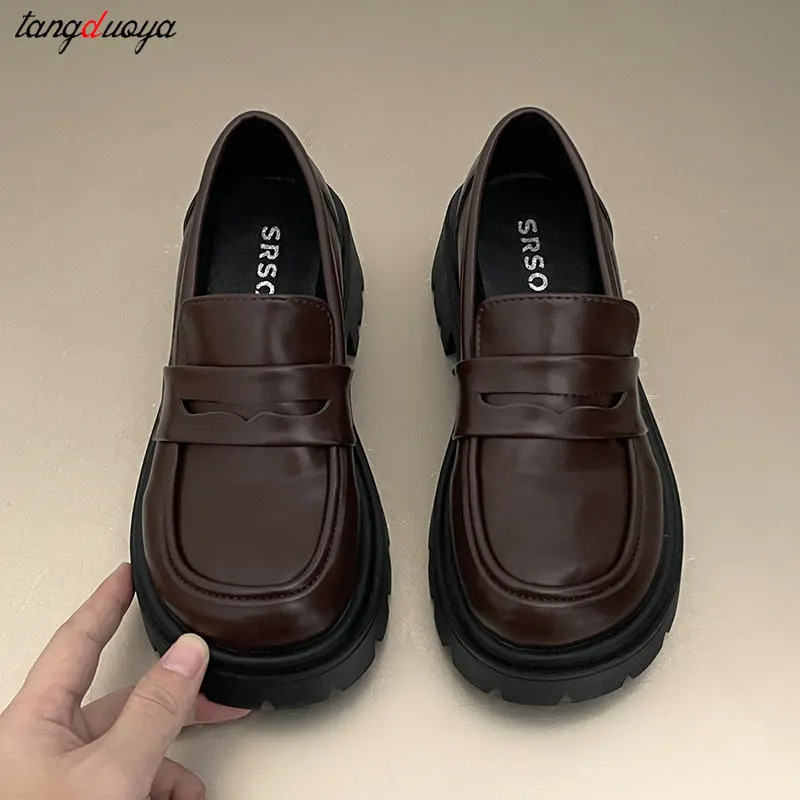 Platform loafers for Women Spring British College Style Lolita Shoes Female Thick Sole Oxford Shoes heels Vintage shoes 241225