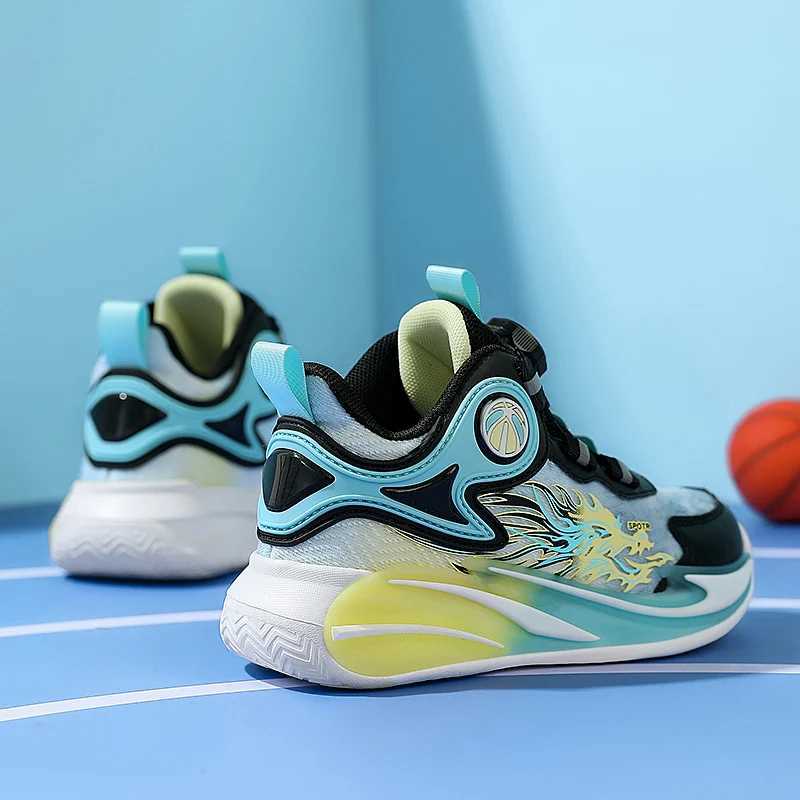 Athletic Outdoor Boy Basketball Shoes Children Sneaker Fashion Kids School Running Shoes Rubber Sole Non-slip Sports Sneaker for Boy H241223