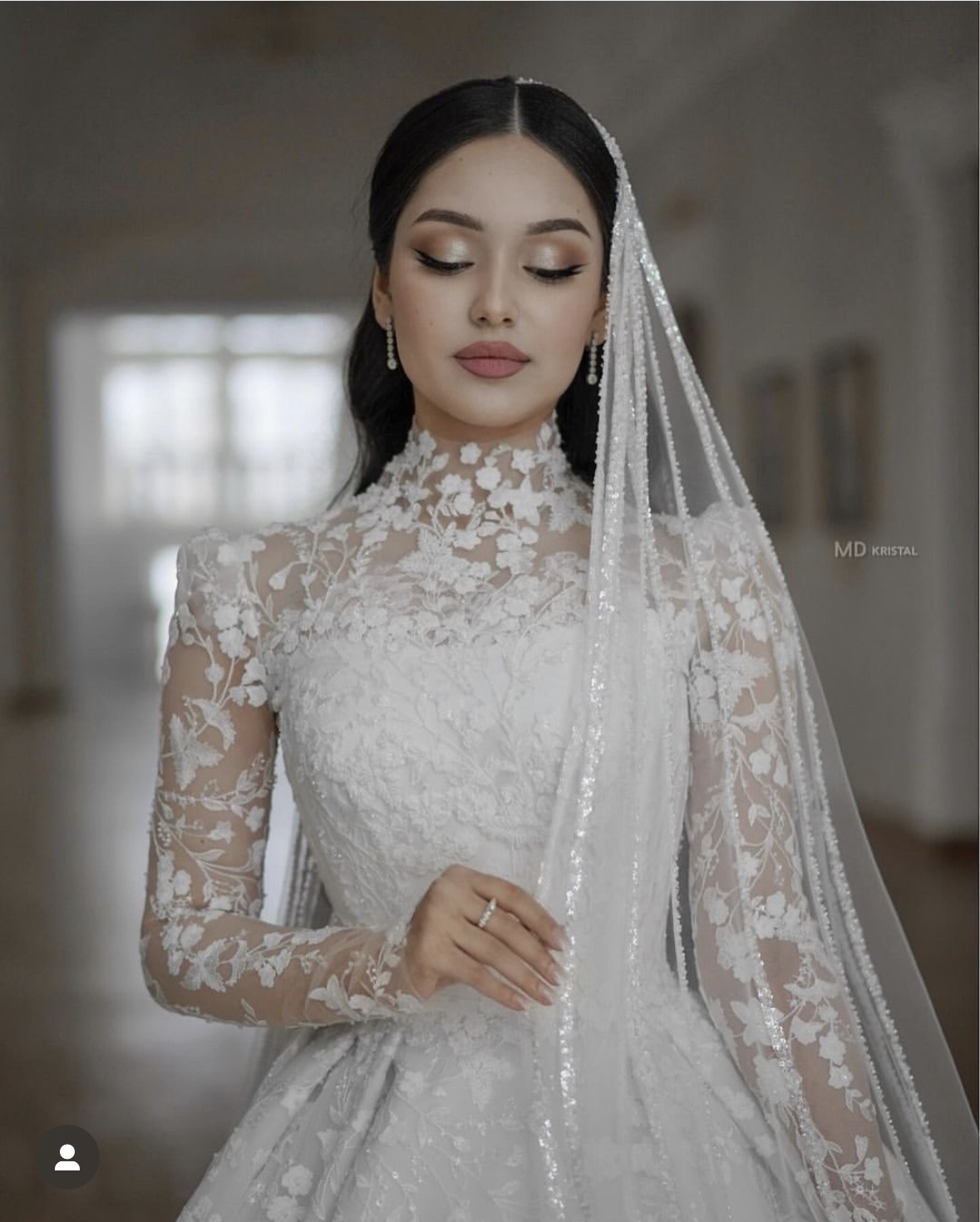 Princess Lace Wedding Dresses High Neck Long Sleeves Elegant Bridal Gowns Court Train 2025 Arabic Ivory Bride Dress